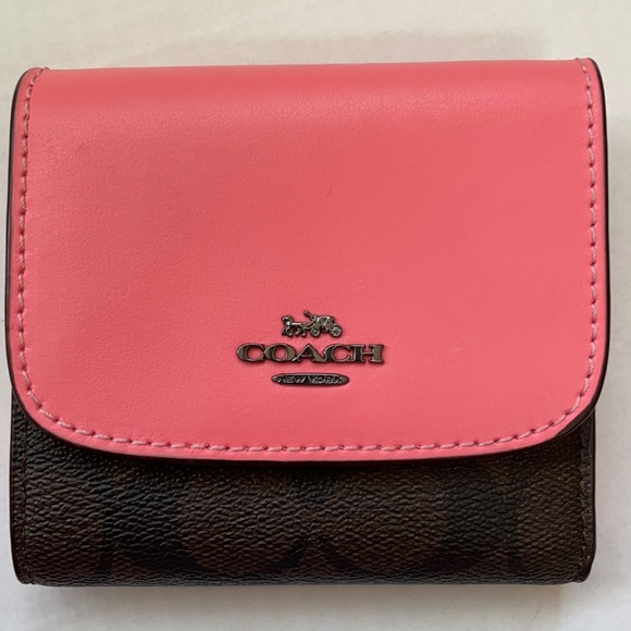 Coach Handbags - Coach Pink Lemonade Small Wallet w/ Signature